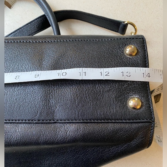 Michael Kors Black Leather Shoulder Bag with Gold Tone Accents - Picture 7 of 16